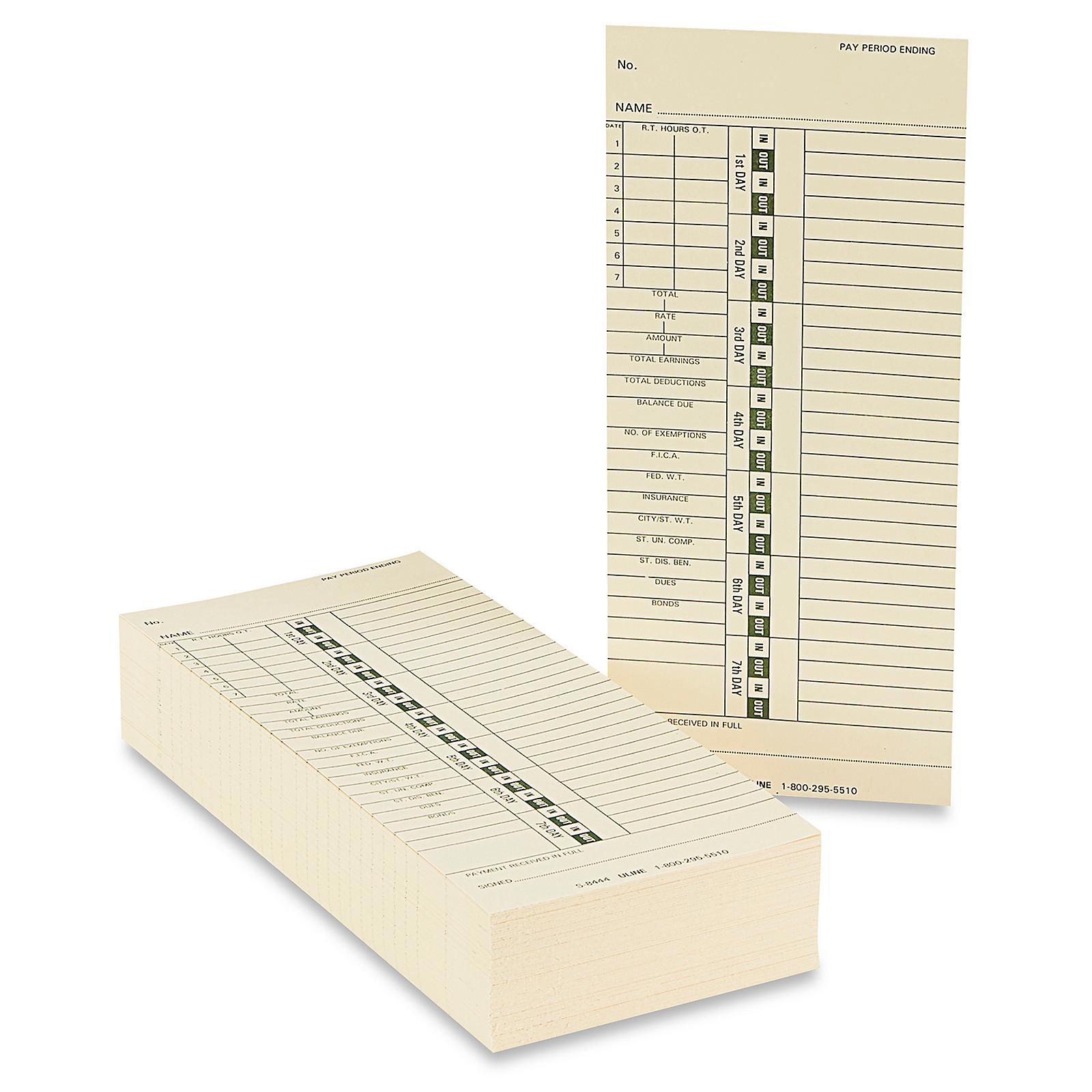 Time Clock Cards for Lathem Time 800P, One Side, 4 x 9, 100/Pack